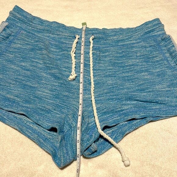 Aerie- Heather Blue Boho Cotton Shorts with Drawstring & Stripes- Size Medium - Picture 5 of 9